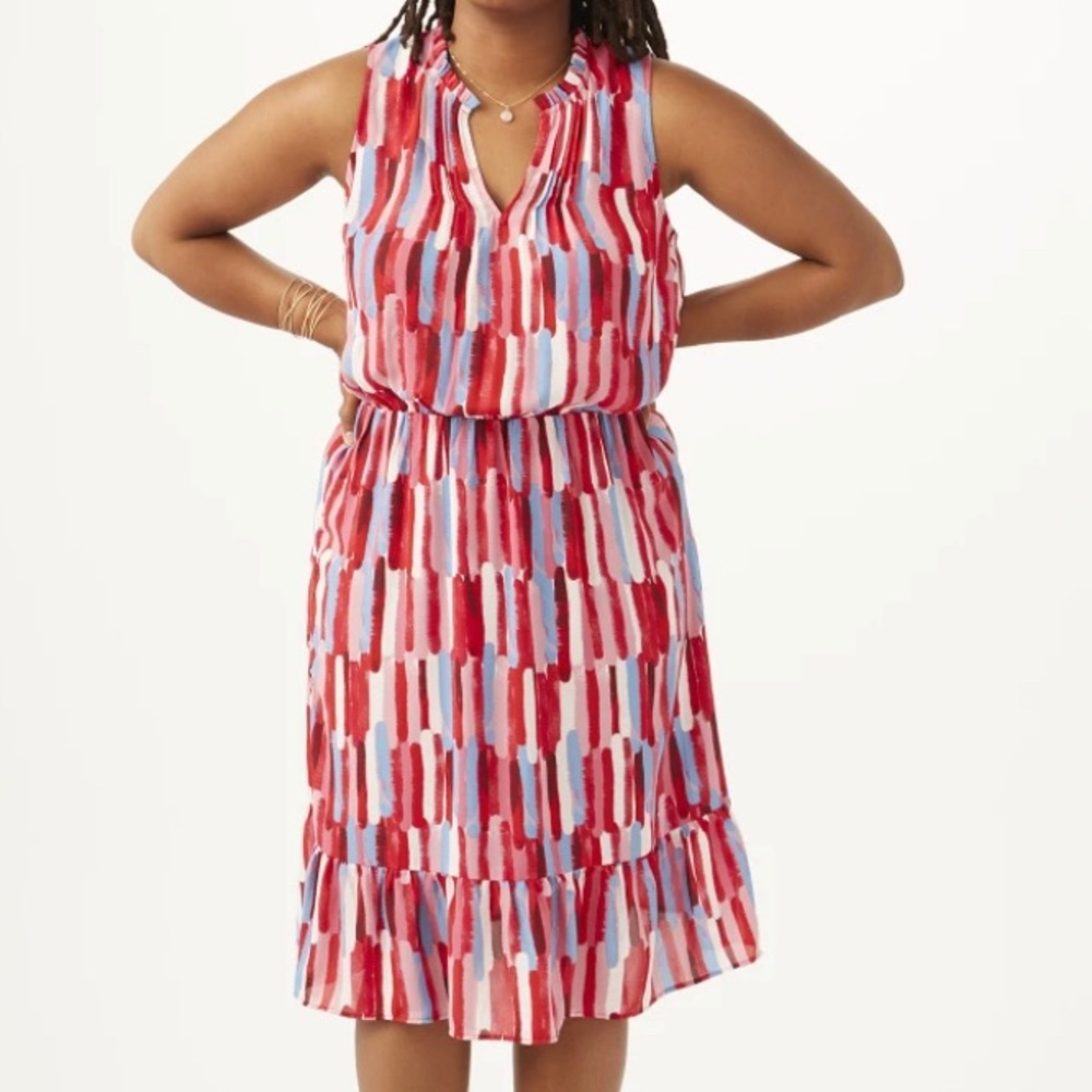 East Adeline a-line ruffled dress. Sleeveless with midi skirt. 1x. Like new.